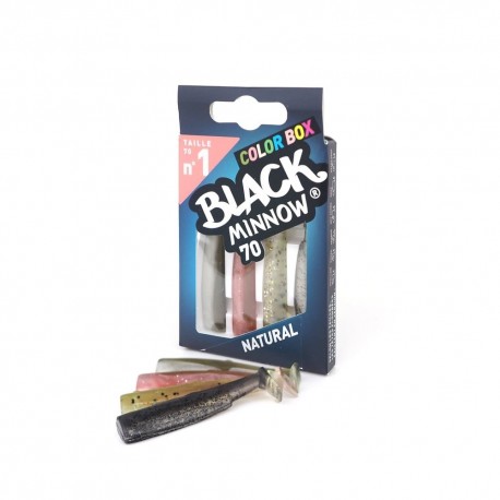 FIIISH Black Minnow 70 Natural Color Box Color: Khaki - Pink - Khaki Glitter - Black, Pack: 4pcs
